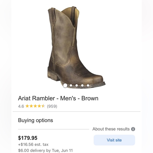 ARIAT RAMBLER WESTERN/COWBOY/RIDING BOOTS - Picture 16 of 16